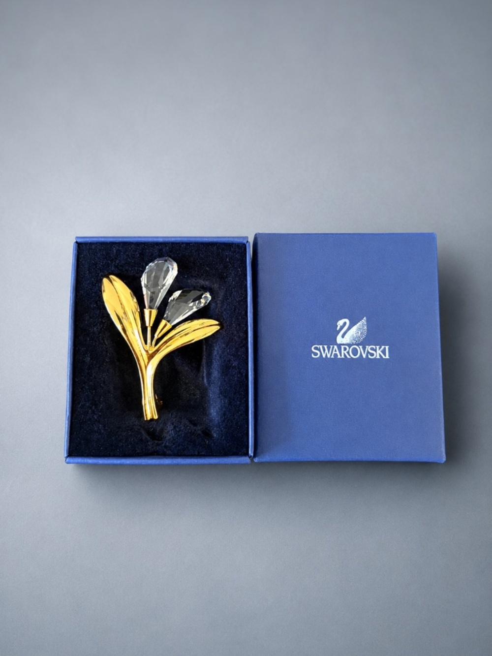 Swarovski Crystal Memories Calla Lily Brooch Gold NWT